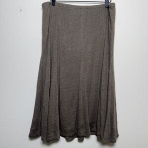 Garnet Hill Olive-Taupe Flared Midi Skirt